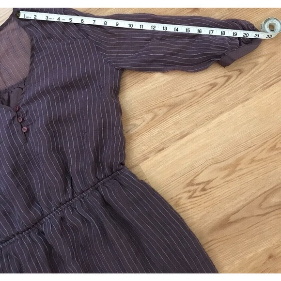 Urban Outfitters Ecote Long-Sleeve Plum and Silver Stripes Dress - Size Medium - Picture 11 of 12